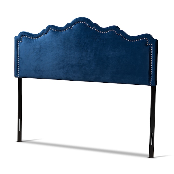 Baxton Studio Nadeen Royal Blue Velvet Upholstered Queen Size Headboard 156-9345 - main